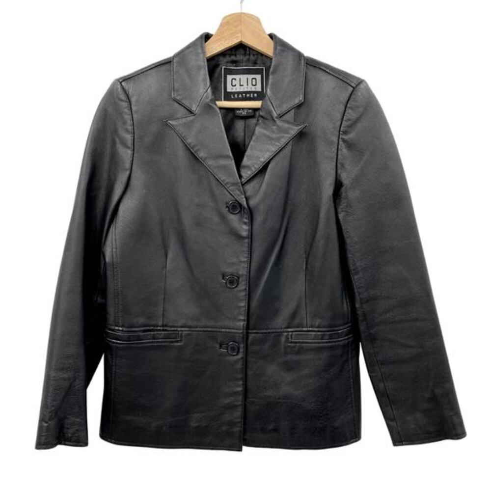 Vintage Clio Black‎ Leather Boxy Blazer Jacket